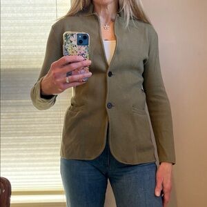 J. Crew Olive Green Knit Single-Breasted Blazer